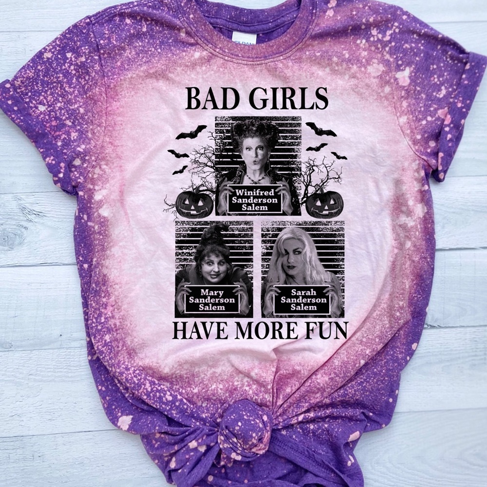 Hand Bleached Purple Hocus Pocus Halloween Shirt